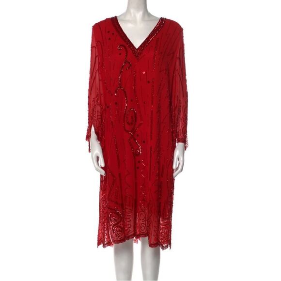NITELINE by Della Roufogali Red Vintage Midi Length dress 6 - Picture 1 of 15